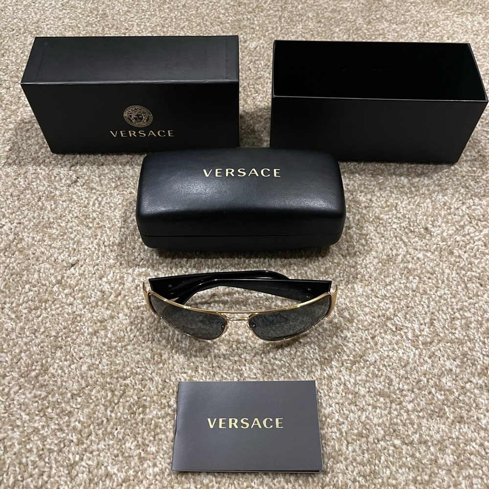 Versace Black Greca Squared Sunglasses